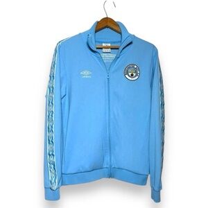 Vintage Manchester City Umbro Soccer Football Track Jacket Blue